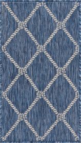 Home Decor Indoor/Outdoor Accent Rug Natural Stylish Classic Pattern Design (Color: Navy|White)
