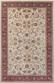 Stylish Classic Pattern Design Traditional Bordered Floral Filigree Area Rug (Color: Beige|Ivory)