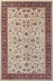 Stylish Classic Pattern Design Traditional Bordered Floral Filigree Area Rug (Color: Beige|Ivory)
