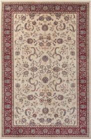 Stylish Classic Pattern Design Traditional Bordered Floral Filigree Area Rug (Color: Beige|Ivory)