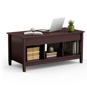 Lift Top Coffee Table with Hidden Storage Compartment (Color: Coffee)