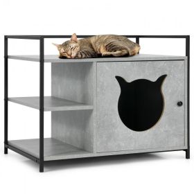 The 2-in-1 Hidden Cat Washroom And Side Table Furniture Cabinet (Color: Gray)