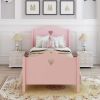 Twin Size Wood Platform Bed with Headboard,Footboard and Wood Slat Support