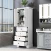 Storage Cabinet with 2 Doors and 4 Drawers for Bathroom, Office, Adjustable Shelf, MDF Board with Painted Finish