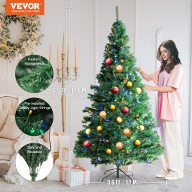 VEVOR Christmas Tree, Full Holiday Xmas Tree with LED Lights, Metal Base for Home Party Office Decoration (Product Size: 3.6 x 6.5 ft / 1.1 x 1.98 m)