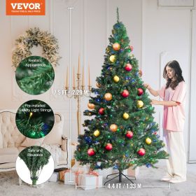 VEVOR Christmas Tree, Full Holiday Xmas Tree with LED Lights, Metal Base for Home Party Office Decoration (Product Size: 4.4 x 7.5 ft / 1.33 x 2.29 m)