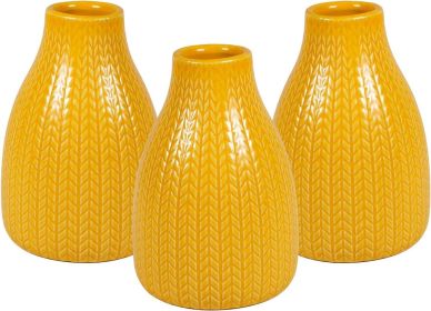 Vase Set of 3, Decorative Ceramic Vase, Vase for Decor Home Living Room Office Parties Wedding, 3.7" Wide 5.5" Tall (Color: Sunflower)