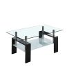 Artisan Center Coffee Table, Tempered Glass Top Stainless Steel Legs for Living Room, 37"Lx22"Dx16"H