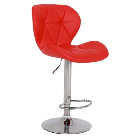 Bar Chair Scandinavian Design, Swivel Lift, Suitable for Dining and Kitchen Bar Chairs (2 Pieces) (Color: Red)