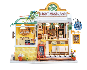 obotime Rolife DIY Wooden Miniature Dollhouse Flowery Sweets Teas Handmade Doll House Light Music Bar With Furnitures Toys Gift (SKU: DG147)