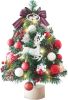 18IN/1.5FT Small Christmas Tree with 10FT Lights Table Top Mini Christmas Tree Artificial Flocked Xmas Decorations for Living Room Bedroom Office Shop