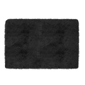 Fluffy Bedroom Rug 4' x 2.6' Anti-Skid Shaggy Area Rug Decorative Floor Carpet Mat (Color: Black)