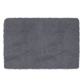 Fluffy Bedroom Rug 4' x 2.6' Anti-Skid Shaggy Area Rug Decorative Floor Carpet Mat (Color: Gray)