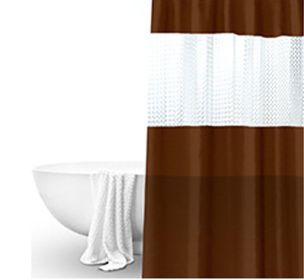 Splicing Translucent Waterproof Mildew Proof Bathroom Bath Shower Partition Curtain (Color: Coffee)