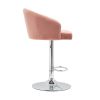 Velvet button bar stool with backrest and footrest, counter height bar chair