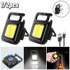 Mini LED Pocket FlashLight Mutifuction Work Light Lamps Waterproof USB Rechargeable COB Keychain Light for Outdoor Camping