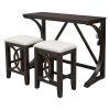 3-Piece Counter Height Dining Table Set with USB Port and Upholstered Stools