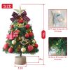 18IN/1.5FT Small Christmas Tree with 10FT Lights Table Top Mini Christmas Tree Artificial Flocked Xmas Decorations for Living Room Bedroom Office Shop