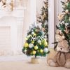 18IN/1.5FT Small Christmas Tree with 10FT Lights Table Top Mini Christmas Tree Artificial Flocked Xmas Decorations for Living Room Bedroom Office Shop