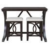 3-Piece Counter Height Dining Table Set with USB Port and Upholstered Stools