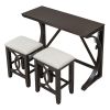 3-Piece Counter Height Dining Table Set with USB Port and Upholstered Stools