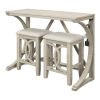 3-Piece Counter Height Dining Table Set with USB Port and Upholstered Stools