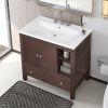 Bathroom Vanity with Sink;  Bathroom Storage Cabinet with Doors and Drawers;  Solid Wood Frame;  Ceramic Sink