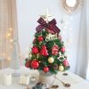 18IN/1.5FT Small Christmas Tree with 10FT Lights Table Top Mini Christmas Tree Artificial Flocked Xmas Decorations for Living Room Bedroom Office Shop