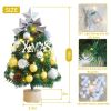 18IN/1.5FT Small Christmas Tree with 10FT Lights Table Top Mini Christmas Tree Artificial Flocked Xmas Decorations for Living Room Bedroom Office Shop