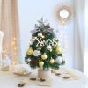 18IN/1.5FT Small Christmas Tree with 10FT Lights Table Top Mini Christmas Tree Artificial Flocked Xmas Decorations for Living Room Bedroom Office Shop