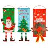 Christmas Flag Elf Snowman Cloth Hanging Cartoon Canvas Window Wall Decoration Supplies Scroll Flag