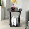 2-Tier Round End Table with Storage Shelf and Metal Frame
