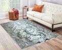 Penina Luxury Area Rug in Gray with Silver Circles Abstract Design