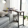 360° Free Rotating Sofa Side Table with Storage Shelves and Casters