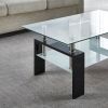 Artisan Center Coffee Table, Tempered Glass Top Stainless Steel Legs for Living Room, 37"Lx22"Dx16"H