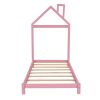 Twin Size Wood Platform Bed with House-shaped Headboard