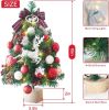 18IN/1.5FT Small Christmas Tree with 10FT Lights Table Top Mini Christmas Tree Artificial Flocked Xmas Decorations for Living Room Bedroom Office Shop