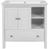 Bathroom Vanity with Sink;  Bathroom Storage Cabinet with Doors and Drawers;  Solid Wood Frame;  Ceramic Sink