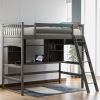 Twin size Loft Bed with Storage Shelves;  Desk and Ladder