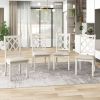 Mid-Century Solid Wood 5-Piece Round Dining Table Set;  Kitchen Table Set with Upholstered Chairs for Small Places