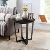 2-Tier Round End Table with Storage Shelf and Metal Frame