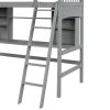 Twin size Loft Bed with Storage Shelves;  Desk and Ladder