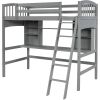 Twin size Loft Bed with Storage Shelves;  Desk and Ladder