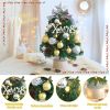 18IN/1.5FT Small Christmas Tree with 10FT Lights Table Top Mini Christmas Tree Artificial Flocked Xmas Decorations for Living Room Bedroom Office Shop