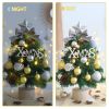 18IN/1.5FT Small Christmas Tree with 10FT Lights Table Top Mini Christmas Tree Artificial Flocked Xmas Decorations for Living Room Bedroom Office Shop