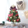 18IN/1.5FT Small Christmas Tree with 10FT Lights Table Top Mini Christmas Tree Artificial Flocked Xmas Decorations for Living Room Bedroom Office Shop