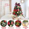18IN/1.5FT Small Christmas Tree with 10FT Lights Table Top Mini Christmas Tree Artificial Flocked Xmas Decorations for Living Room Bedroom Office Shop