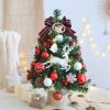 18IN/1.5FT Small Christmas Tree with 10FT Lights Table Top Mini Christmas Tree Artificial Flocked Xmas Decorations for Living Room Bedroom Office Shop