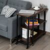 360° Free Rotating Sofa Side Table with Storage Shelves and Casters