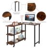 360° Free Rotating Sofa Side Table with Storage Shelves and Casters